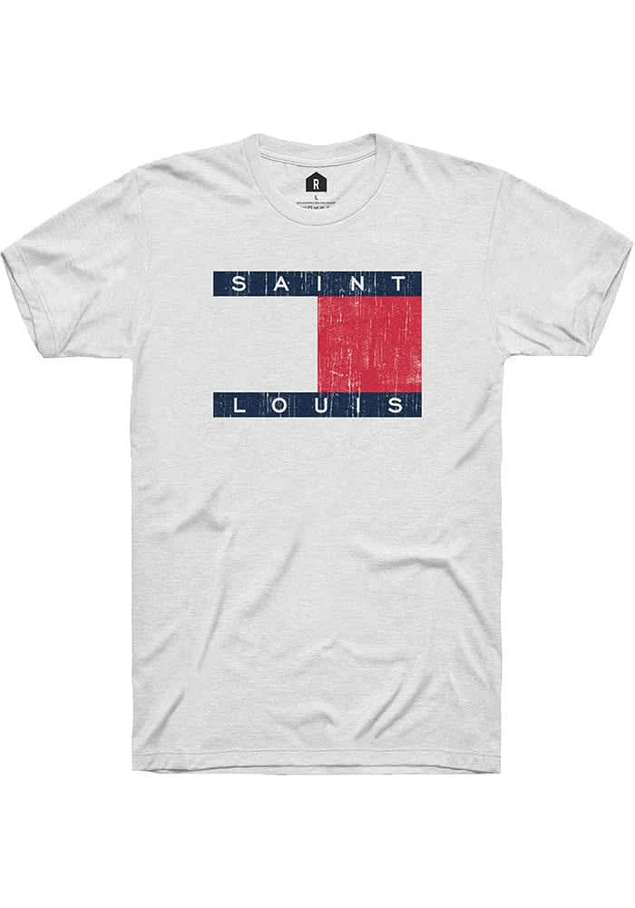 Rally St Louis Womens White Flag Short Sleeve T-Shirt