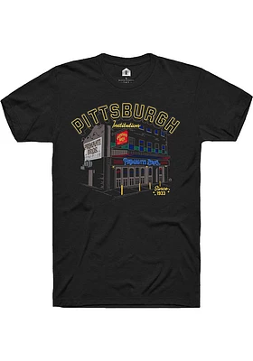 Rally Pittsburgh Black Building Sketch Short Sleeve Fashion T Shirt