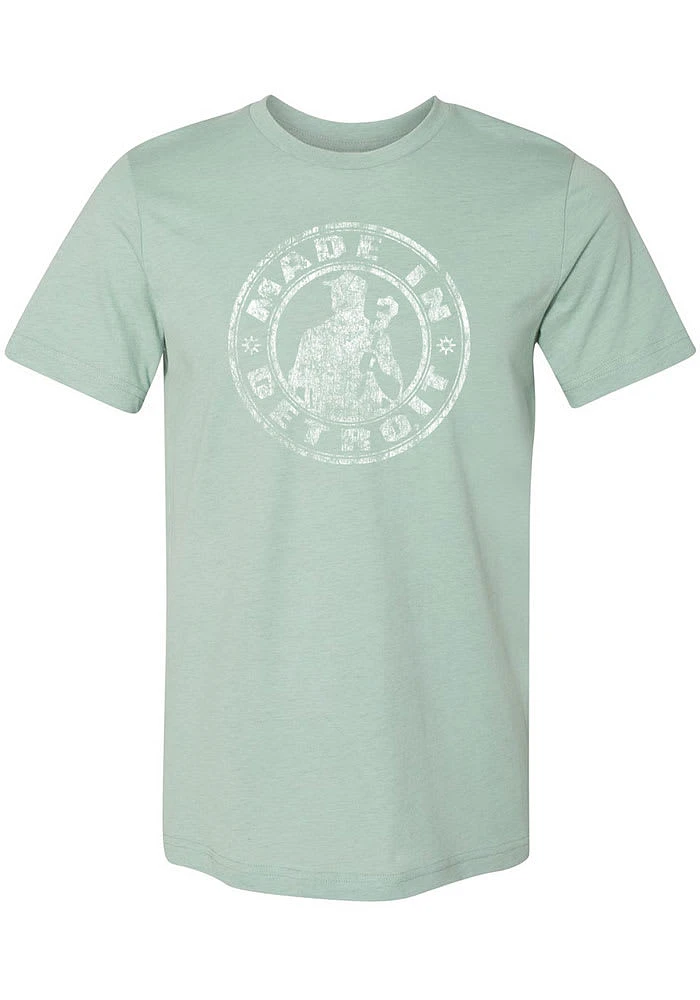 Made Detroit Light Blue Circle Icon Short Sleeve Fashion T Shirt