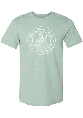 Made Detroit Light Blue Circle Icon Short Sleeve Fashion T Shirt