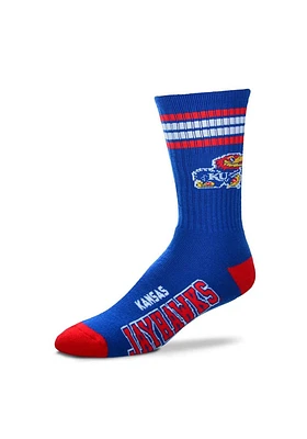 Kansas Jayhawks Duece Four Stripe Mens Crew Socks