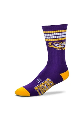 LSU Tigers Duece Four Stripe Mens Crew Socks