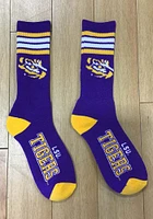 LSU Tigers Duece Four Stripe Mens Crew Socks