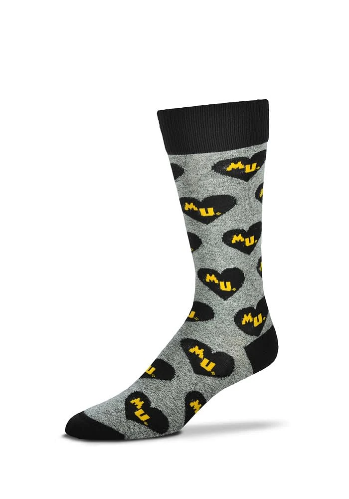 Missouri Tigers Team Logo Heart Mens Dress Socks