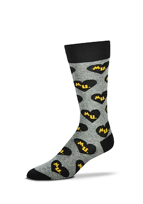 Missouri Tigers Team Logo Heart Mens Dress Socks