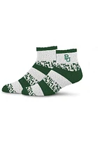Baylor Bears Pro Stripe Fuzzy Womens Quarter Socks