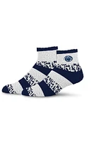 Penn State Nittany Lions Pro Stripe Fuzzy Womens Quarter Socks