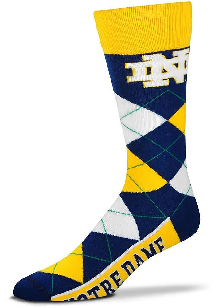 Notre Dame Fighting Irish Calf Logo Mens Argyle Socks