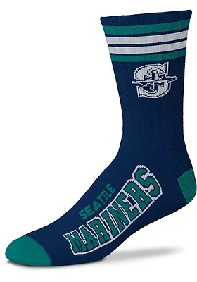 Seattle Mariners Navy Blue 4 Stripe Duece Youth Crew Socks