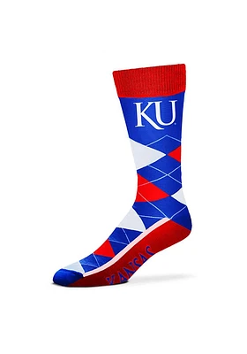 Kansas Jayhawks Calf Logo Mens Argyle Socks