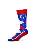 Kansas Jayhawks Calf Logo Mens Argyle Socks