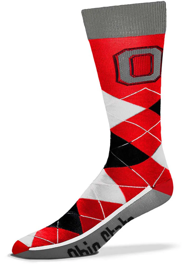 Ohio State Buckeyes Calf Logo Mens Argyle Socks