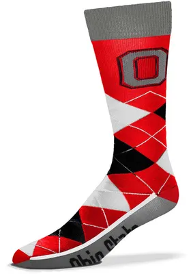 Ohio State Buckeyes Calf Logo Mens Argyle Socks