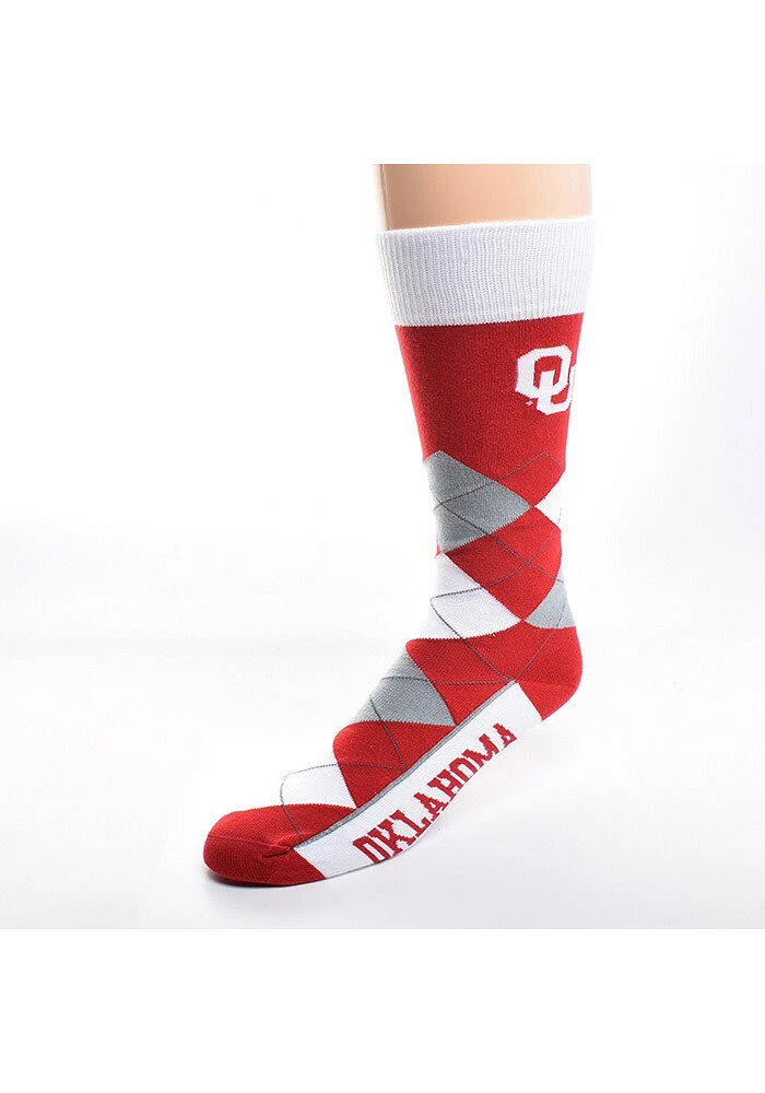 Oklahoma Sooners Calf Logo Mens Argyle Socks