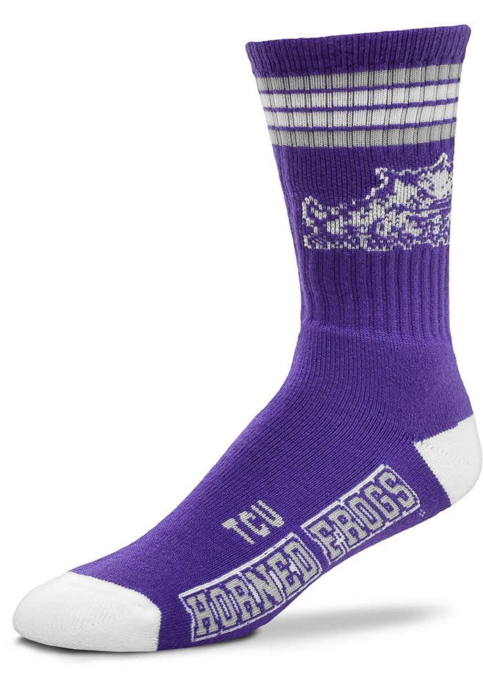 TCU Horned Frogs 4 Stripe Deuce Mens Crew Socks
