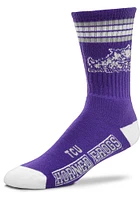 TCU Horned Frogs 4 Stripe Deuce Mens Crew Socks