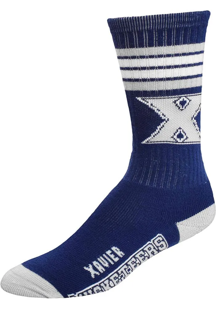 Xavier Musketeers 4 Stripe Deuce Mens Crew Socks