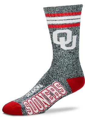 Oklahoma Sooners Marbled 4 Stripe Deuce Mens Crew Socks