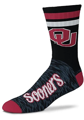 Oklahoma Sooners Black Script Mens Crew Socks