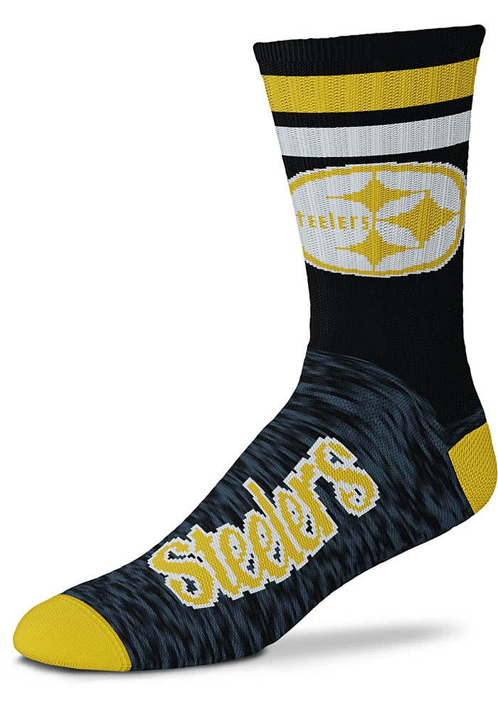 Pittsburgh Steelers Black Script Mens Crew Socks