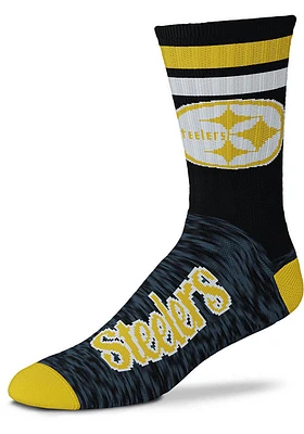 Pittsburgh Steelers Black Script Mens Crew Socks