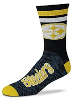 Pittsburgh Steelers Black Script Mens Crew Socks
