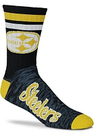 Pittsburgh Steelers Black Script Mens Crew Socks