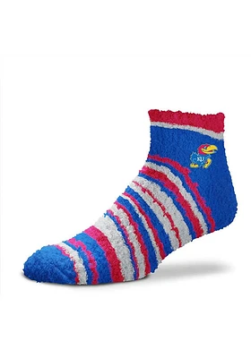 Kansas Jayhawks Muchas Rayas Fuzzy Womens Quarter Socks