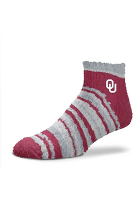 Oklahoma Sooners Muchas Rayas Fuzzy Womens Quarter Socks