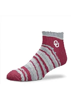 Oklahoma Sooners Muchas Rayas Fuzzy Womens Quarter Socks