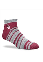 Oklahoma Sooners Muchas Rayas Fuzzy Womens Quarter Socks