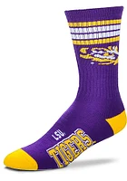 LSU Tigers Purple 4 Stripe Deuce Youth Crew Socks