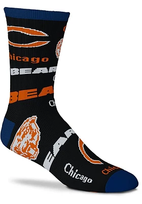 Chicago Bears End to End Black Mens Crew Socks
