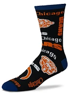 Chicago Bears End to End Black Mens Crew Socks