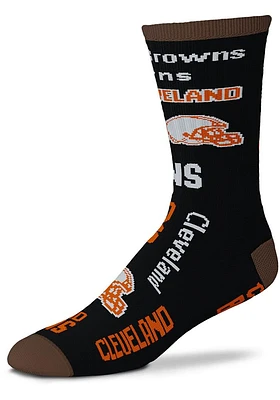 Cleveland Browns End to End Black Mens Crew Socks