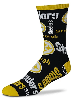 Pittsburgh Steelers End to End Black Mens Crew Socks