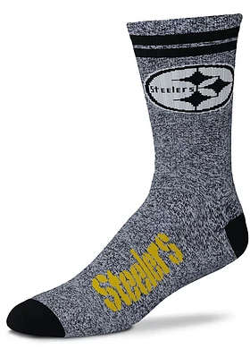 Pittsburgh Steelers Two Stripe Marbled Mens Quarter Socks