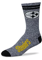 Pittsburgh Steelers Two Stripe Marbled Mens Quarter Socks