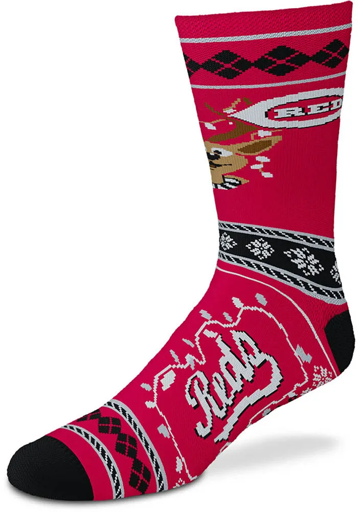 Cincinnati Reds Sweater Stripe Mens Crew Socks