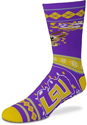LSU Tigers Sweater Stripe Mens Crew Socks