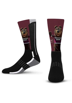 Missouri State Bears Maroon Mascot Snoop Youth Crew Socks