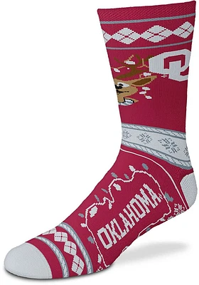 Oklahoma Sooners Sweater Stripe Mens Crew Socks