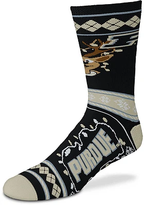 Purdue Boilermakers Sweater Stripe Mens Crew Socks