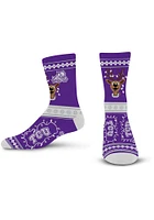 TCU Horned Frogs Sweater Stripe Mens Crew Socks