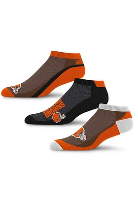 Cleveland Browns Flask 3 Pack Mens No Show Socks