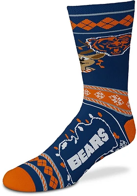 Chicago Bears Sweater Stripe Mens Crew Socks