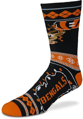 Cincinnati Bengals Sweater Stripe Mens Crew Socks