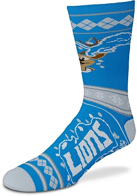Detroit Lions Sweater Stripe Mens Crew Socks