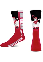 Cincinnati Reds Red Mascot Drip Youth Crew Socks