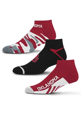 Oklahoma Sooners Camo Boom 3pk Mens No Show Socks